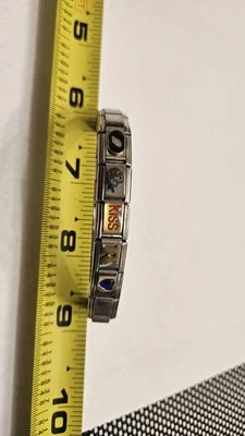 Pagoda Bracelet 18K GOLD/SS Personal Links Stretch Charms 17 Charms Made n Italy - Image 1 of 4