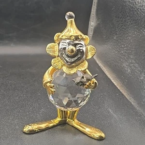 Cristal Reflejo Payaso Sosteniendo Gato Negro Dorado 4" Alto 2.75" X 1.5" - Imagen 1 de 12
