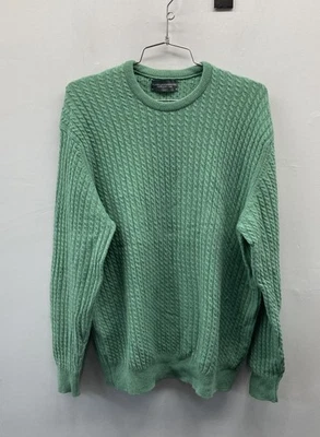 Suéter de lana de cordero tejido gofre verde menta Hawick Scotland vintage para mujer XL Foto 1 de 4