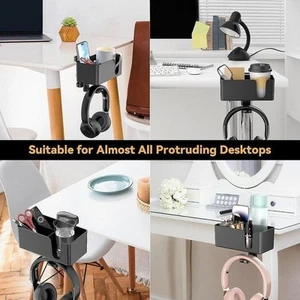 Metal Desk Side Box 360° degree Rotating Earphone Stand Office - Photo 1/16