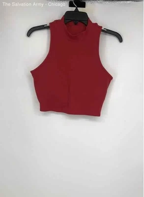 Camiseta sin mangas tipo pulóver acanalada cuello falso rojo Alo para mujer talla L Foto 1 de 4