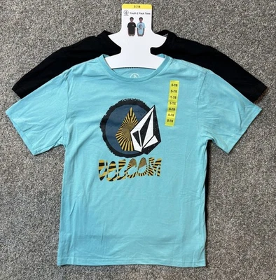 Pack de 2 camisetas pequeñas con estampado gráfico de 7/8 Volcom para niños - negras y aguamarinas Foto 1 de 3