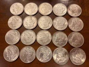 ROLL OF 20 Beautiful 1889 UNC SILVER MORGAN DOLLARS FROSTY Coin Tube Lot Twenty - Picture 1 of 8