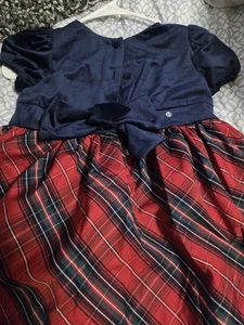 Little Girls Max Studio Dress 7 Preowned Blue Velvet Plaid Euc - Picture 1 of 3