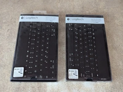 2X LOGITECH KEYS-TO-GO 920-006701 BLACK WIRELESS BLUETOOTH KEYBOARD FOR IPAD - Image 1 of 4