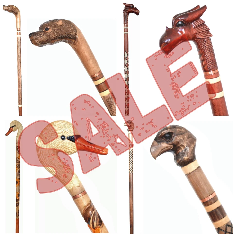 Cane Walking Stick handmade carved wooden  - Knob handle canes - Image 1 of 1