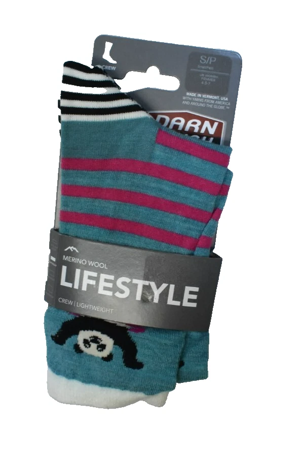 Darn Tough USA Merino Wool Lifestyle Crew Lightweight Sock Teal Panda Hoola S - Image 1 of 4
