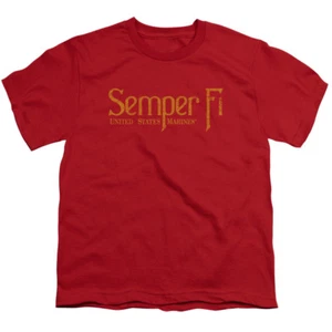 US MARINE CORPS SEMPER FI Kids Boys Girls Licensed Graphic Tee Shirt SM-XL - Picture 1 of 2