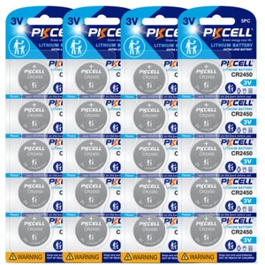 20Pcs Super Fresh Long CR2450 ECR2450 5029LC 3V LITHIUM Coin Cell Battery PKCELL - Picture 1 of 5
