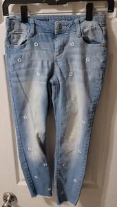 ARIZONA Embroidered Flowers Denim Blue Pants Jeans Girls Size 10 Regular - Picture 1 of 8