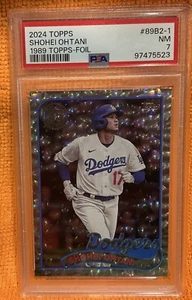 2024 Topps Shohei Ohtani #89B2-1 1989 Topps-Foil LA Dodgers PSA 7 NM - Picture 1 of 4