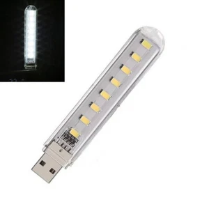 8Pcs Portable USB Strip Light Mini Book Lamp 8Led Night Lights Emergency Light - Picture 1 of 14