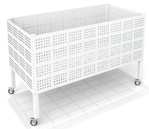 Carro de almacenamiento de pelota deportiva móvil 120x60x80cm - blanco brillante - Imagen 1 de 8