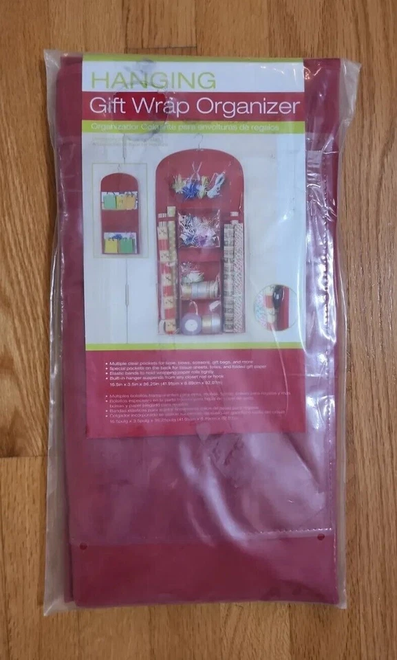 Organizador de envoltura de regalo colgante navideño, suspende de cualquier varilla o gancho de armario, múltiple Foto 1 de 3