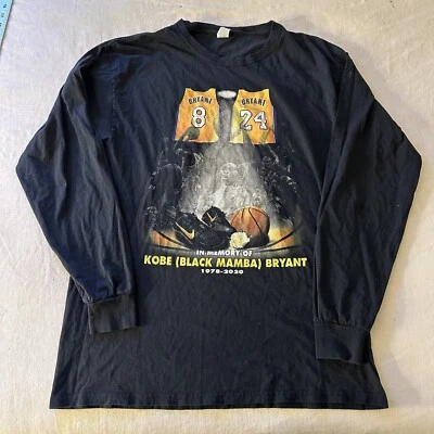 Kobe Bryant Men's T-Shirt Size Large Black Long Sleeve RIP Legend Double Sided - Image 1 of 4