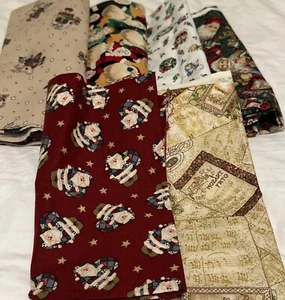 Vintage Lot Country Primitive Christmas Fabric Approx 3.5 Yds Angel Santa Music - Picture 1 of 17