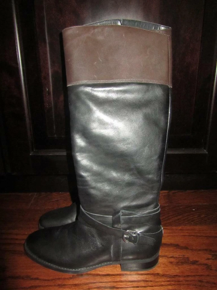 Botas de montar altas Audrey Brooke ABANNYA CUERO negras y marrones para mujer 6,5 NUEVAS Foto 1 de 1