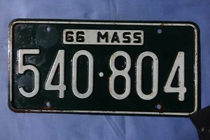 VINTAGE MASSACHUSETTS MASS LICENSE PLATE 66 1966 - Picture 1 of 2