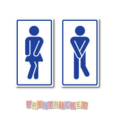 Male Female Funny Toilet Icon stickers 180mm high 2 pieces quality w/proof vinyl