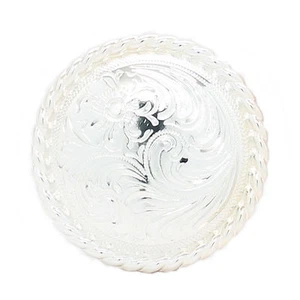 Rose Flower 1-1/4" Shiny Silver Rope Edge Screwback Concho 1786s Stecksstore - Picture 1 of 1