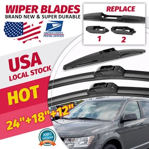OEM QUALITY Windshield Wiper Blade Kit For Dodge Journey 09-23 of 24"/18"/12" - Picture 1 of 16