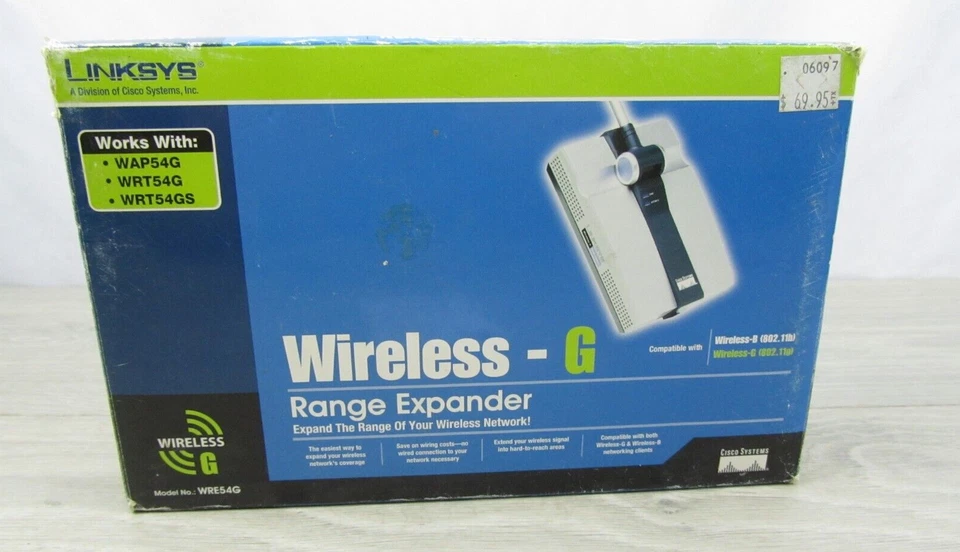 Linksys Cisco Wireless Range Expander WRE54G Extender Repeater Tested - Image 1 of 4