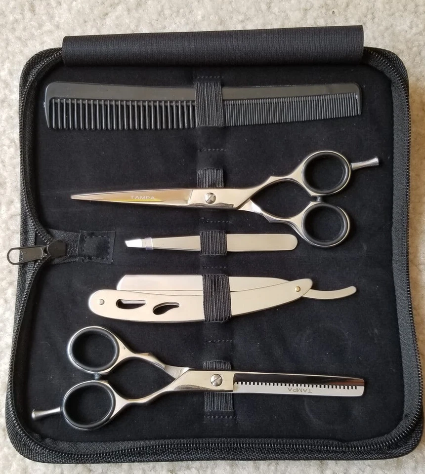 6.5" Professional Salon Barber Hair Cutting Scissors Thinner Barber Razor Kit  - Image 1 of 1