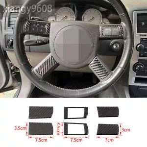 Carbon Steering Wheel Button Trim For Dodge Charger 2006-10 /Chrysler 300C 04-09 - Foto 1 di 10