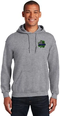 Blue Line Shamrock Pullover Hoodie Grey Embroidered - Image 1 of 2