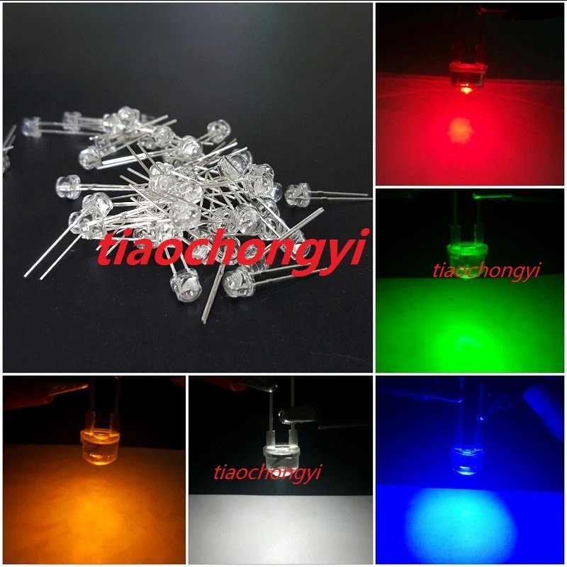  2pin 5mm 0.25W Wide Angle Bright High Power LED  (Red  Green Blue Yellow White  - Image 1 of 1