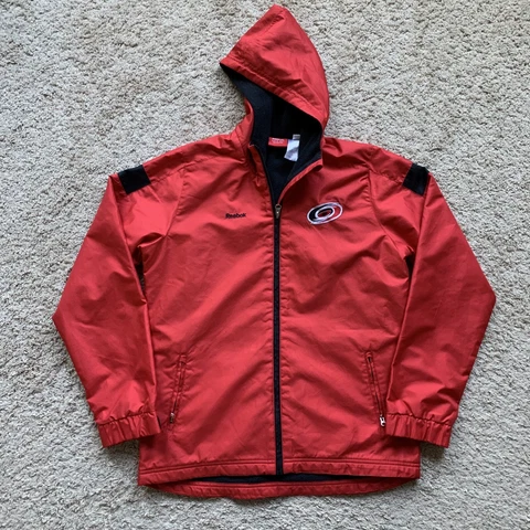 Carolina Hurricanes Jacket Youth Large Red Full Zip Reebok Faceoff Hooded 2T Cover
