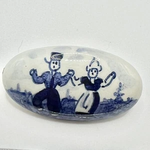 Delft Vintage Dutch Holland Ceramic Brooch Pin with Man - Picture 1 of 4