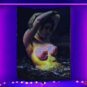 Blacklight Nude Woman Painting Wall Art Wall Hanging Fabric UV Reactive Poster - Picture 1 of 6
