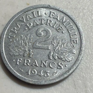 1943 France 2 Francs Coin (W2) - Picture 1 of 2