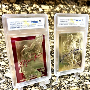 2 KOBE BRYANT & MICHAEL JORDAN FLEER Signature Graded GEM-MT 10 1996 ROOKIE LOT - Picture 1 of 5