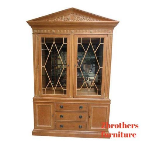 Henredon Monumental Aegean Crystal Curio China Carved Hutch Cabinet Cover