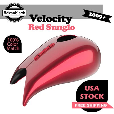 Advanblack Velocity Red Sunglo Stretched Tank Cover Fits 09+ Harley Touring Foto 1 de 4