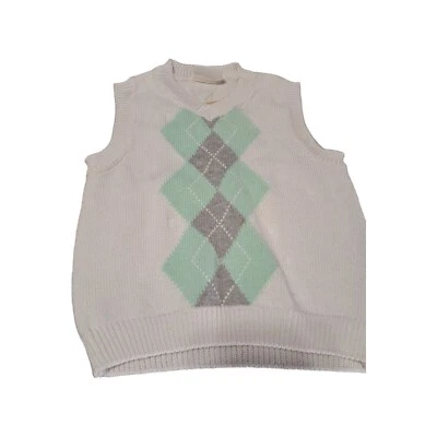 Chicos Crazy 8 Argyle Suéter Chaleco Blanco 2T Pascua, Iglesia, Comunión, Boda Foto 1 de 4