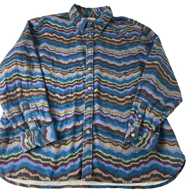 BDG Urban Outfitters Long Sleeve Button up Shirt Mens L Geometric zigzag striped - Image 1 of 4