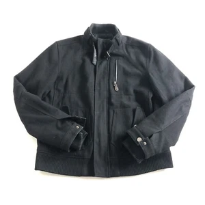Zara Man Size XL Full Zip Jacket Coat Black 60% Wool Blend Bomber - Picture 1 of 9