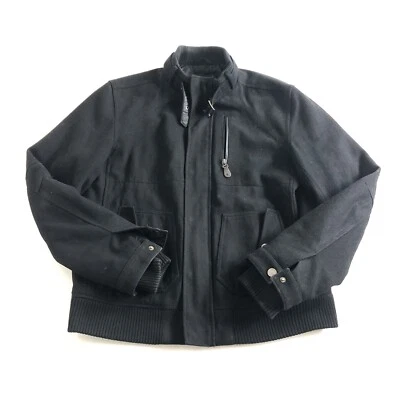 Abrigo Chaqueta Zara Hombre Talla XL Cremallera Completa Negro 60% Mezcla Lana Bomber Foto 1 de 4