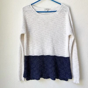 MADEWELL Pullover Damen Gr. Small 100% Baumwolle klassisch creme marine Shaker Strick - Bild 1 von 7