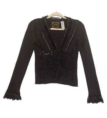 Suéter Guess Niña Juvenil Negro Lentejuelas Malla Volantes Piel Talla 16 XL Foto 1 de 4