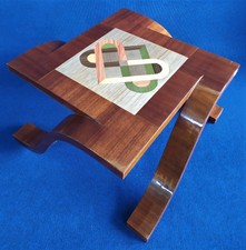 TAVOLINO DESIGN IN LEGNO '900 STILE ART DECO IN RADICA POLICROMA -FRANCIA XX SEC