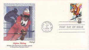 1984 FIRST DAY COVER FDC OLYMPIC ALPINE SKIING FLEETWOOD CACHET WINTER SPORTS - Picture 1 of 1