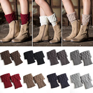 Ladies Short Leg Warmers Crochet Cuffs Ankle Toppers Knitted Trim Boot Socks~✔