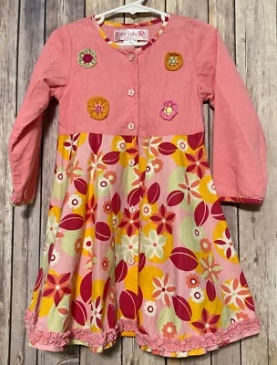 Vestido Baby Lulu Erin Murphy Niñas Manga Larga Flores Pana 4T 4  Foto 1 de 3