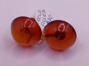 Amber  Screwback Earrings Gold Filled - Picture 1 of 3