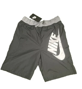Nike Swim Shorts Boys Black Gray Youth Swim Trunks Size Large - Picture 1 of 6