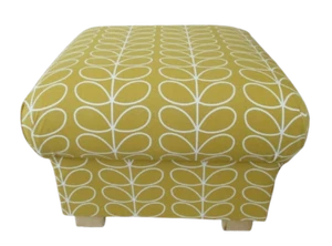 Storage Footstool Orla Kiely Linear Stem Dandelion Fabric Pouffe Mustard Ochre - Picture 1 of 24